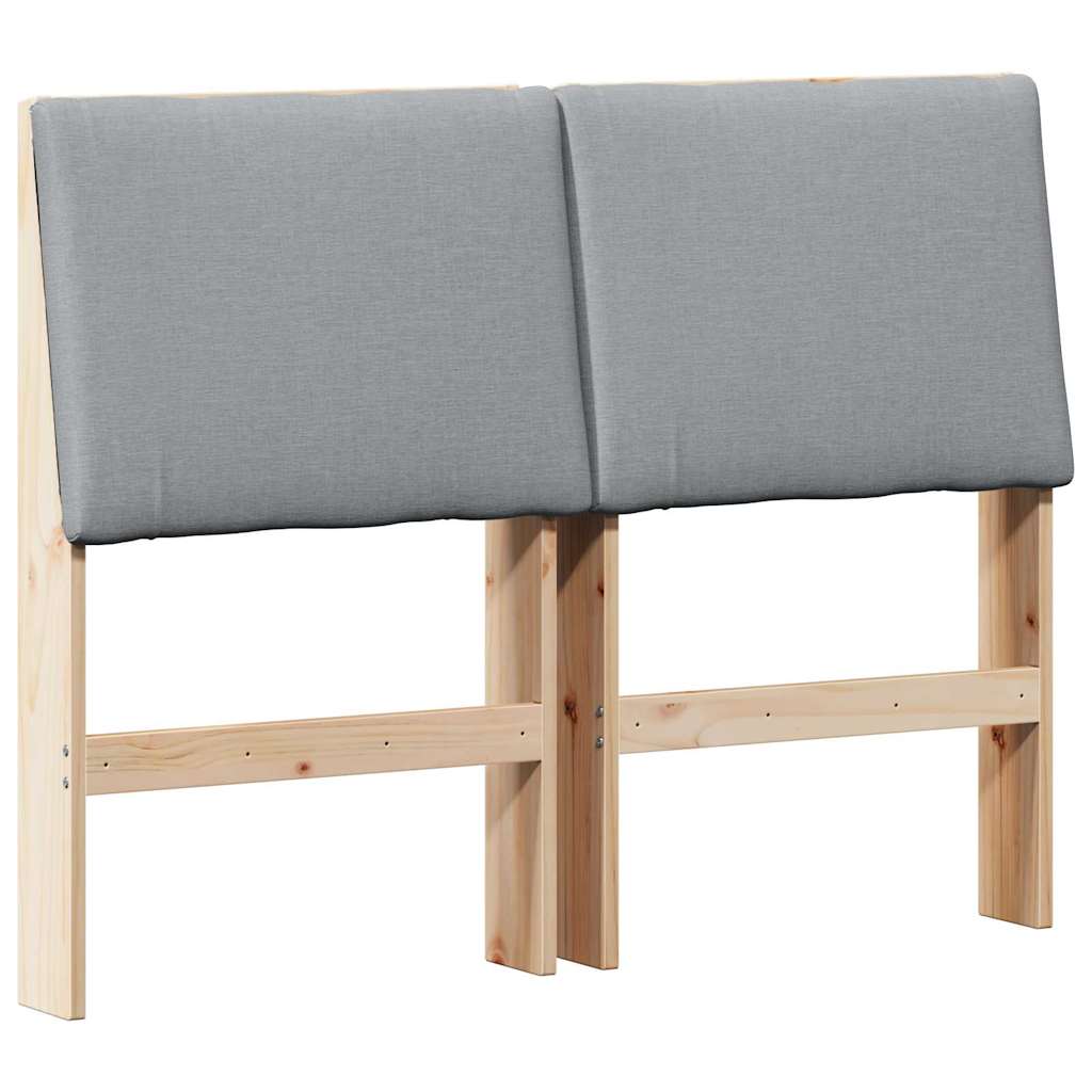 Polstret sengegavl Lysegrå 135 cm Massiv fyrretræ