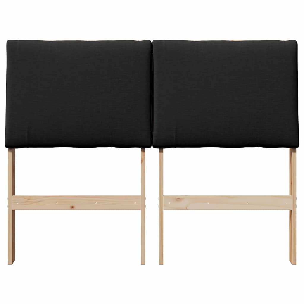 Polstret sengegavl Sort 135 cm Massiv fyrretræ