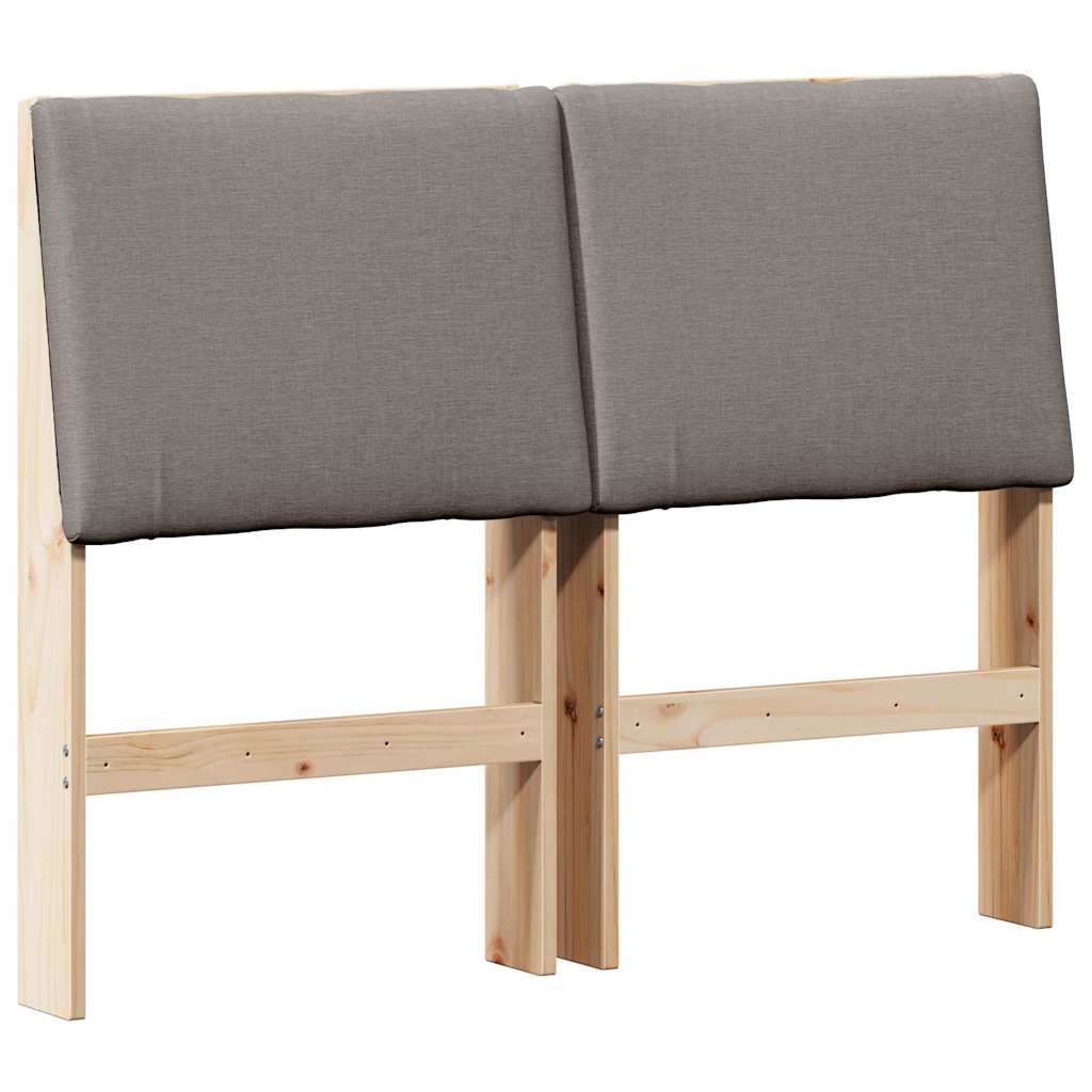 Polstret sengegavl Gråbrun 135 cm Massiv fyrretræ