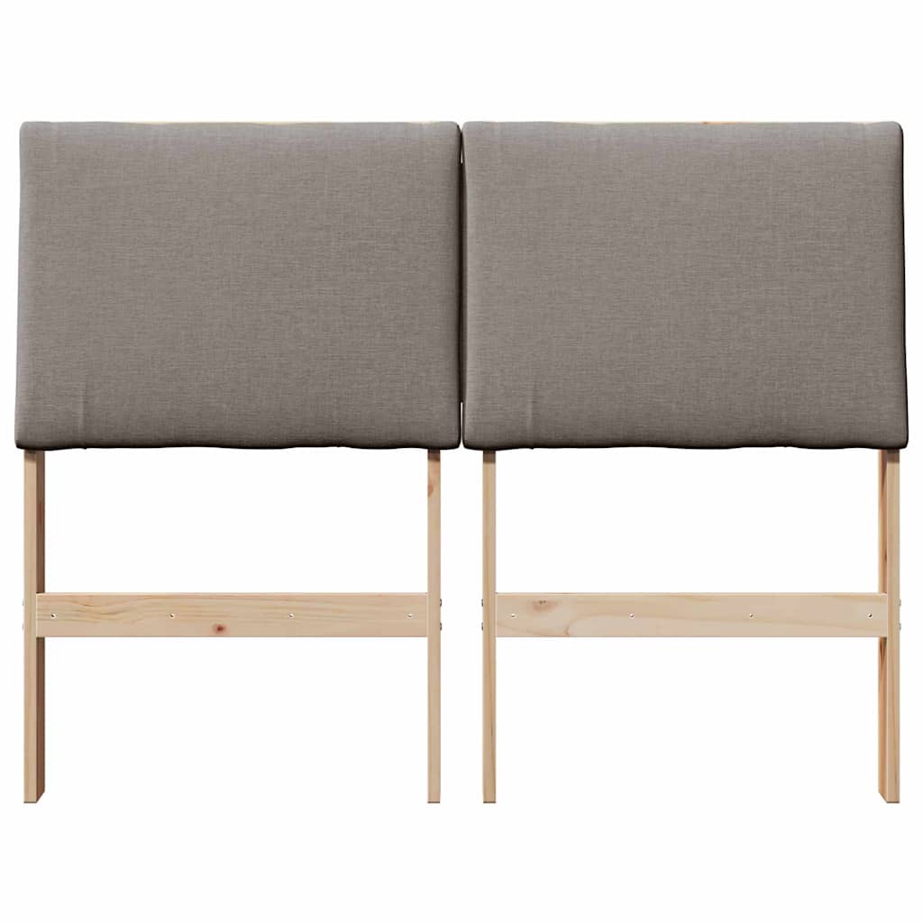 Polstret sengegavl Gråbrun 135 cm Massiv fyrretræ