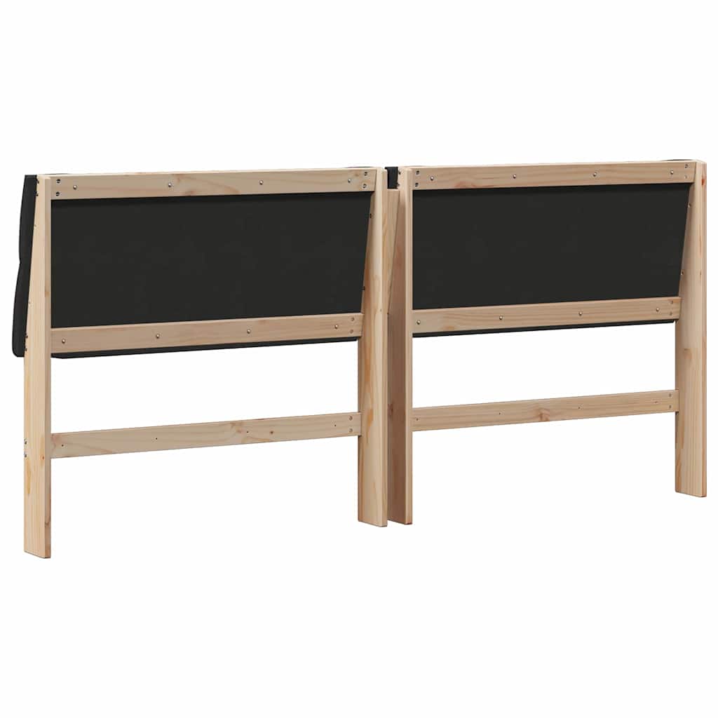 Polstret sengegavl Sort 200 cm Massiv fyrretræ