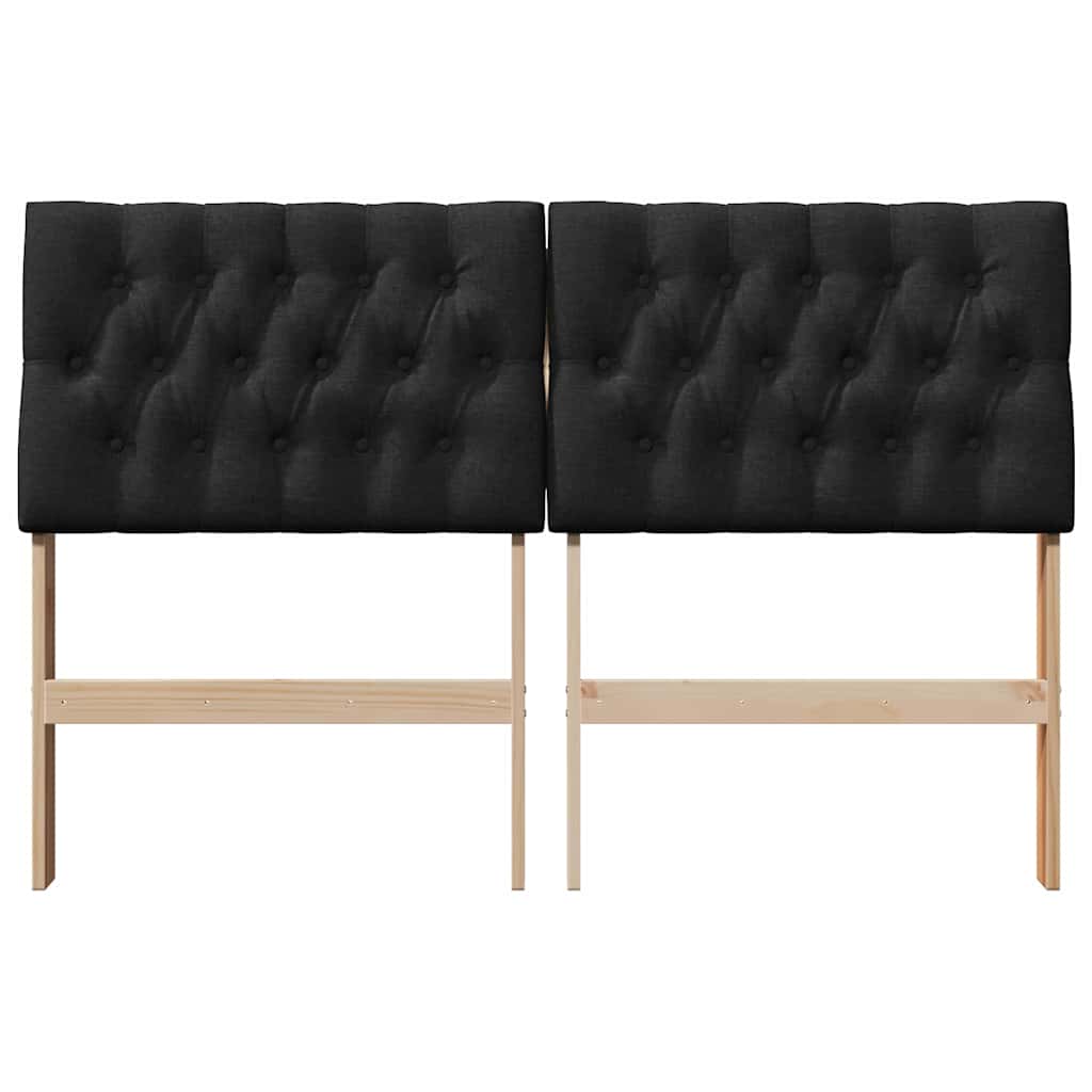 Polstret sengegavl Sort 160 cm Massiv fyrretræ
