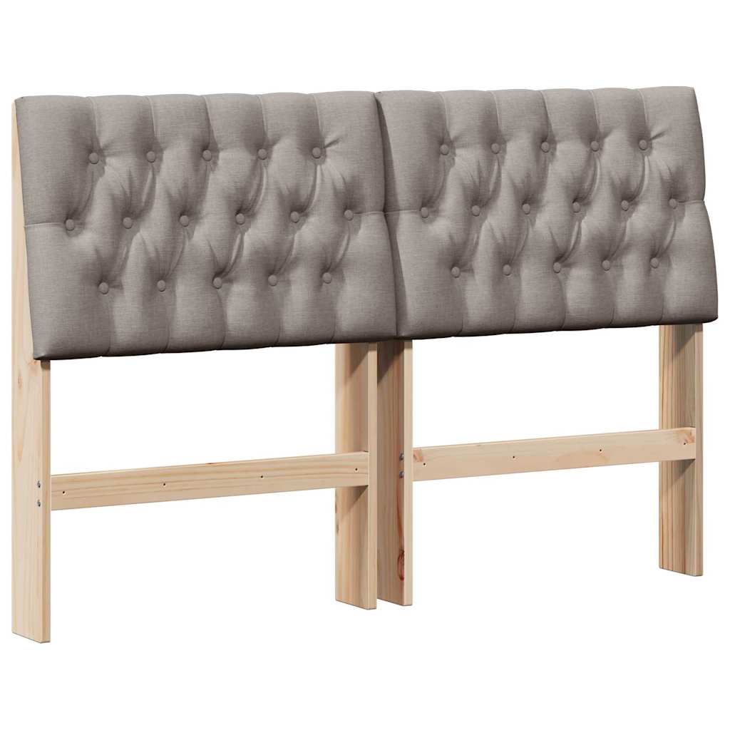 Polstret sengegavl Gråbrun 160 cm Massiv fyrretræ
