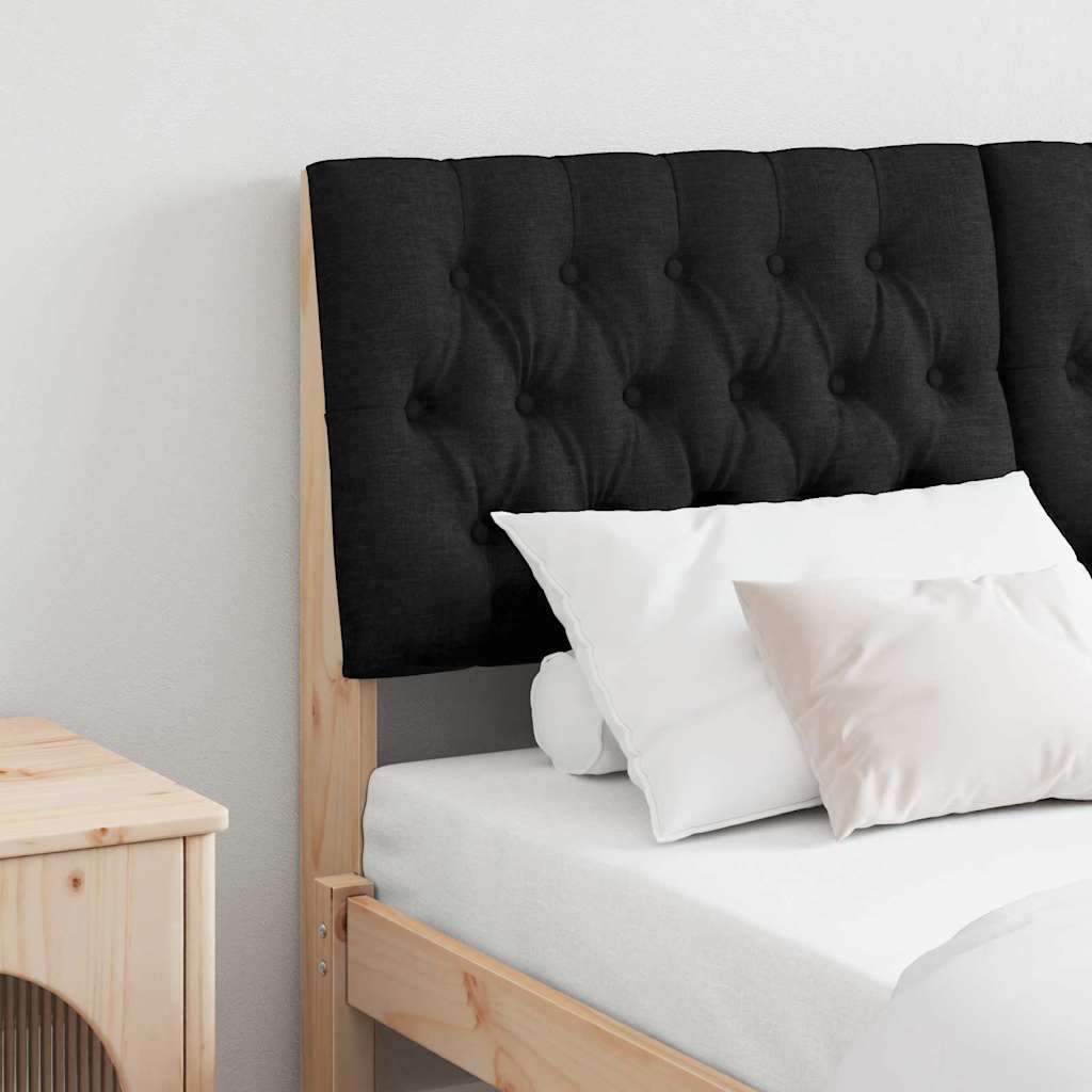 Polstret sengegavl Sort 150 cm Massiv fyrretræ