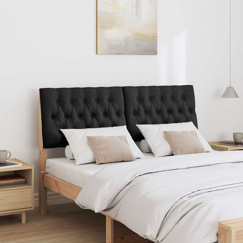 Polstret sengegavl Sort 150 cm Massiv fyrretræ