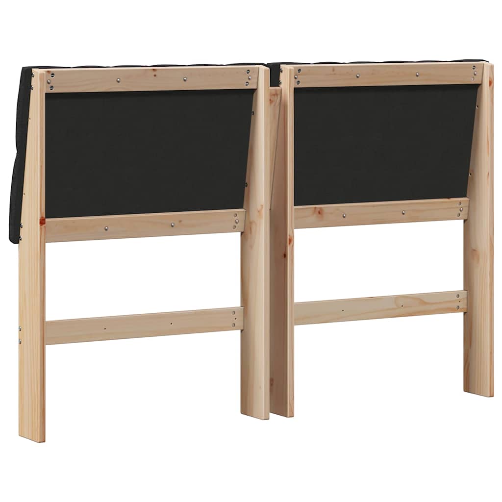 Polstret sengegavl Sort 150 cm Massiv fyrretræ