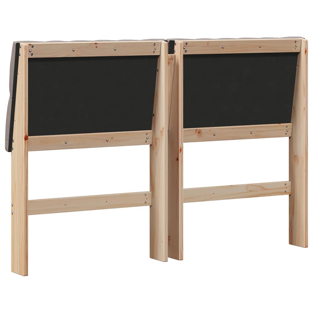 Polstret sengegavl Gråbrun 135 cm Massiv fyrretræ