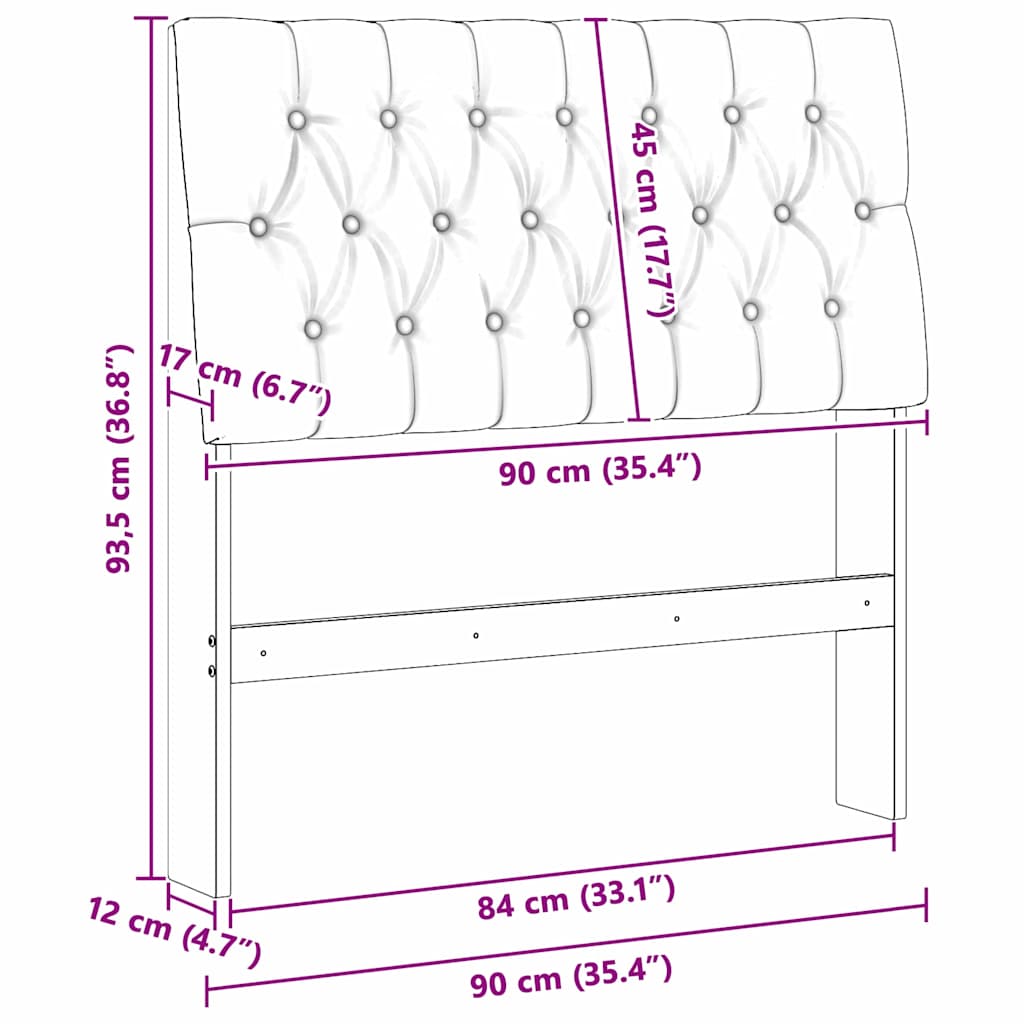 Polstret sengegavl Gråbrun 90 cm Massiv fyrretræ