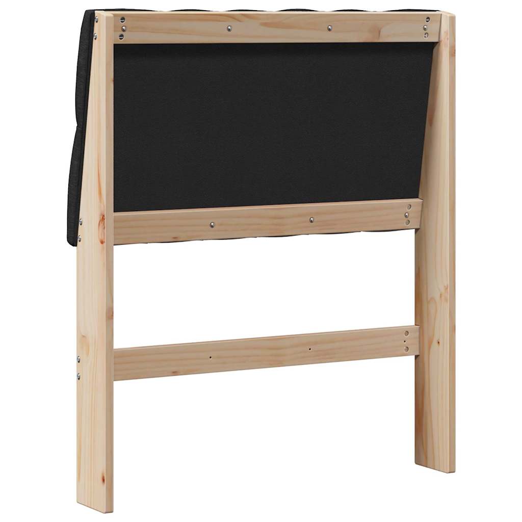 Polstret sengegavl Sort 80 cm Massiv fyrretræ