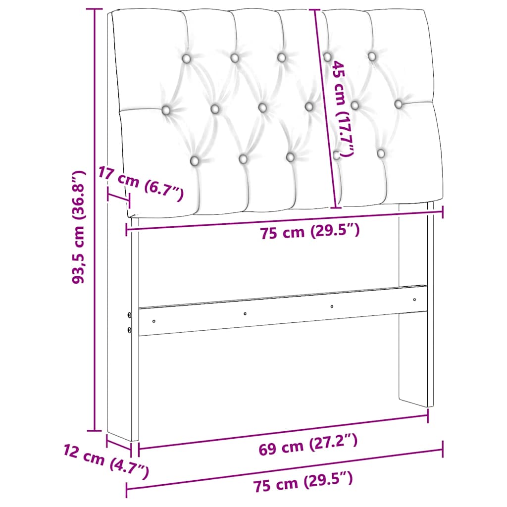 Polstret sengegavl Gråbrun 75 cm Massiv fyrretræ
