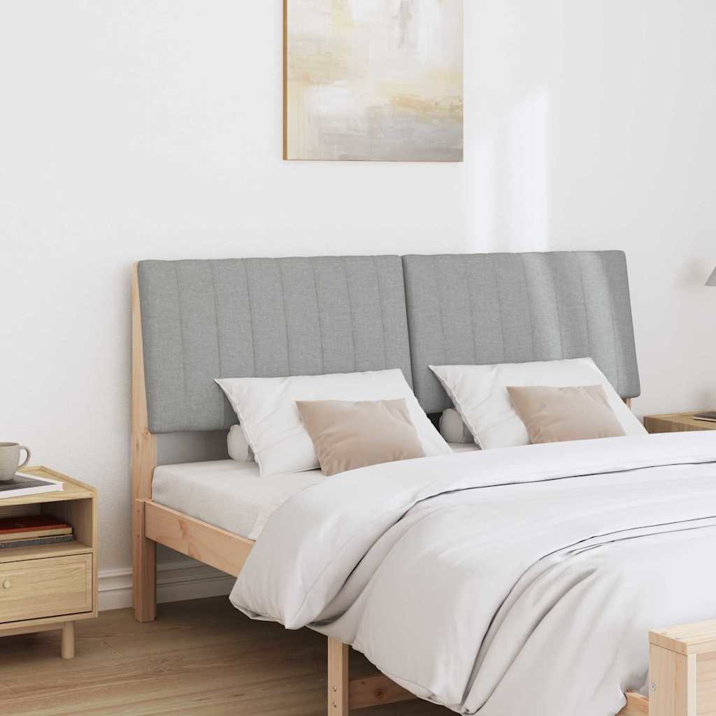Polstret sengegavl Lysegrå 160 cm Massiv fyrretræ