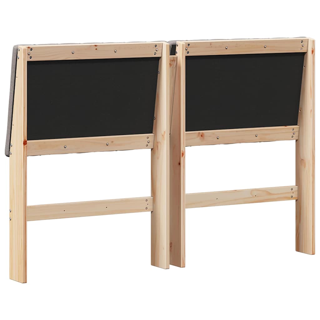 Polstret sengegavl Gråbrun 140 cm Massiv fyrretræ