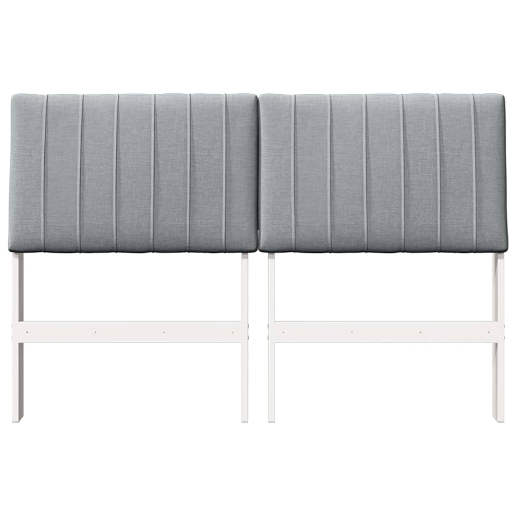 Polstret sengegavl Lysegrå 140 cm Massiv fyrretræ