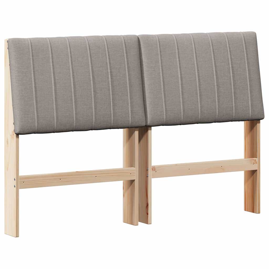 Polstret sengegavl Gråbrun 135 cm Massiv fyrretræ