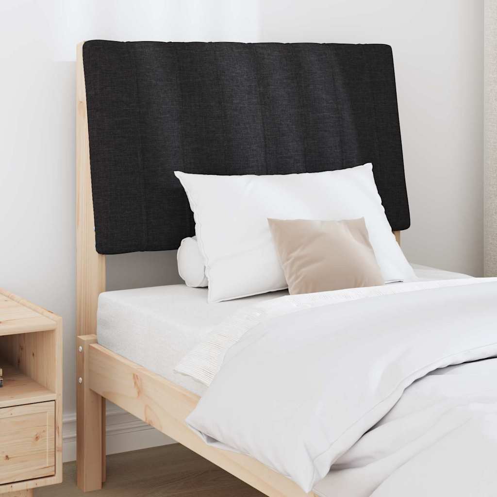 Polstret sengegavl Sort 75 cm Massiv fyrretræ