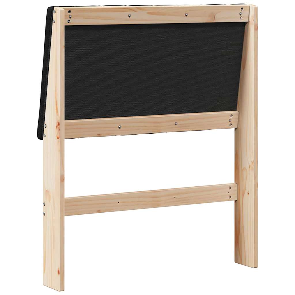 Polstret sengegavl Sort 75 cm Massiv fyrretræ