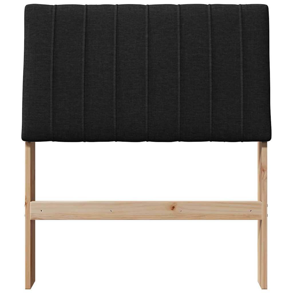 Polstret sengegavl Sort 75 cm Massiv fyrretræ