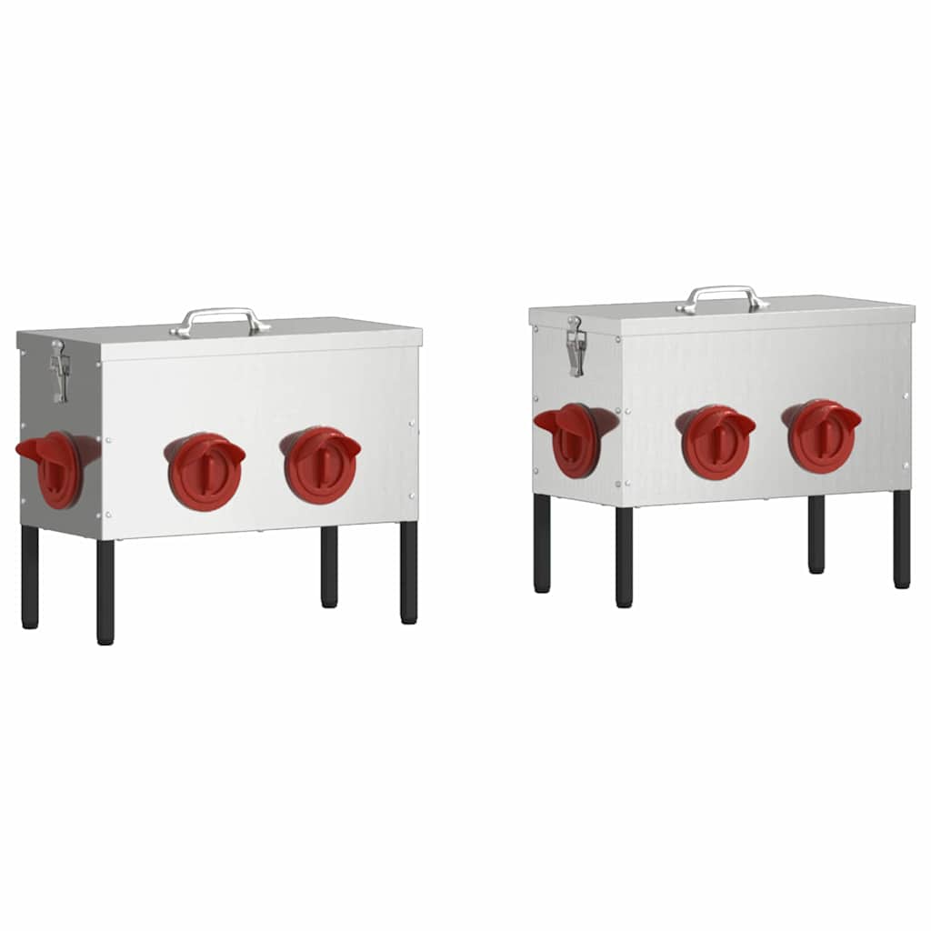 Hønsefoder 2 Sølv 41,5 x 20,5 x 33 cm 15 kg Galvaniseret stål