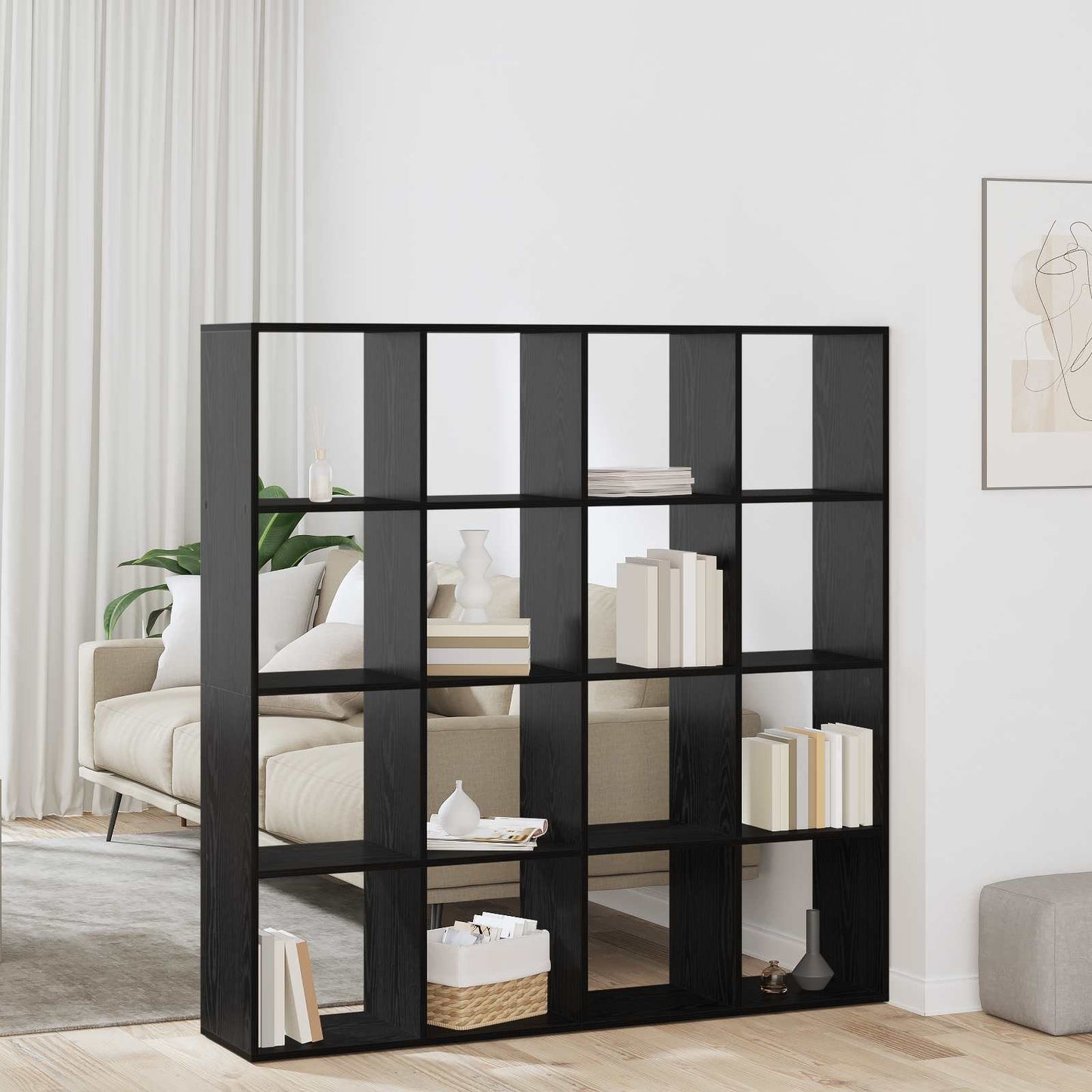 Bogskab Sort eg 137,5 x 29 x 137,5 cm Konstrueret træ