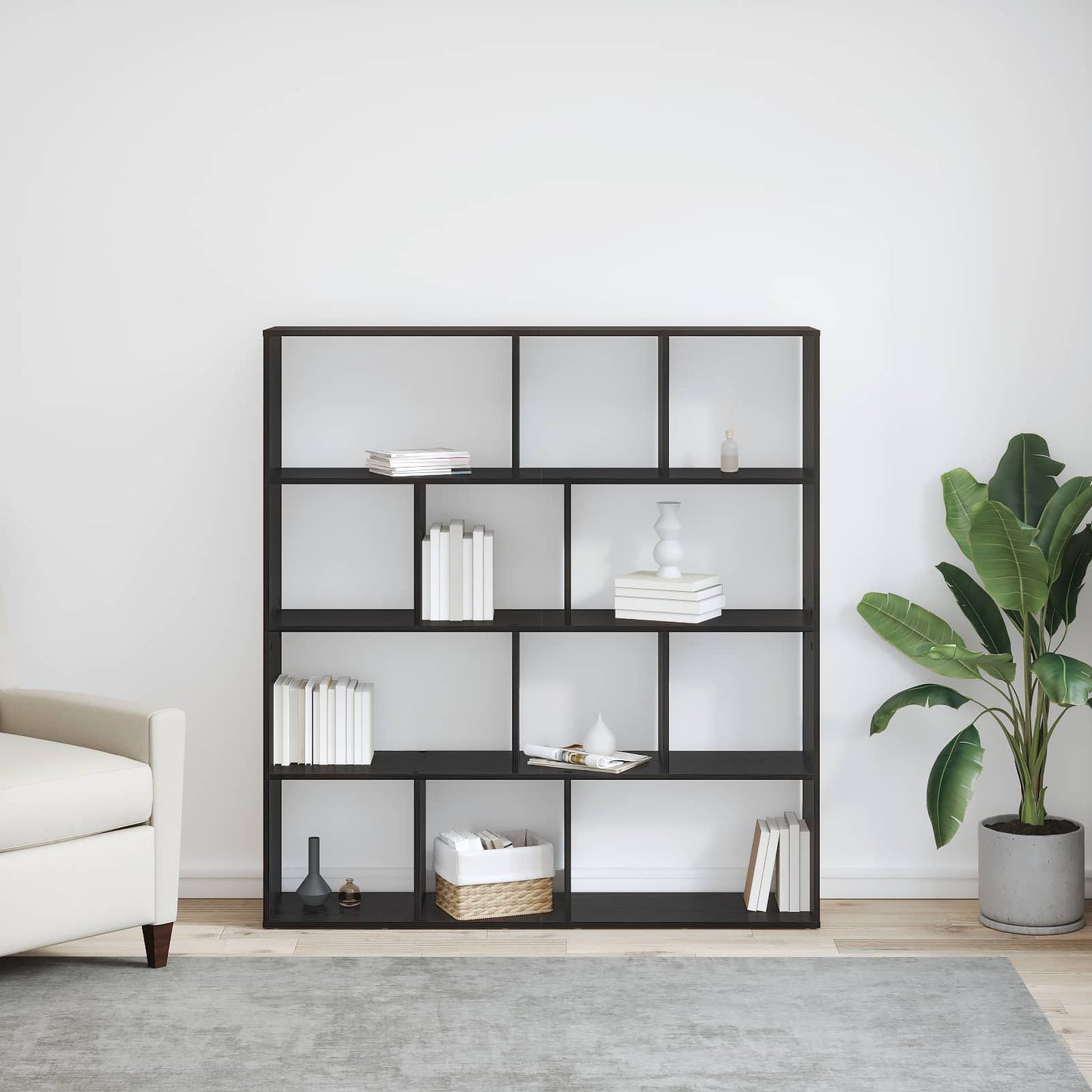Bogskab Sort eg 132 x 29 x 141,5 cm Konstrueret træ