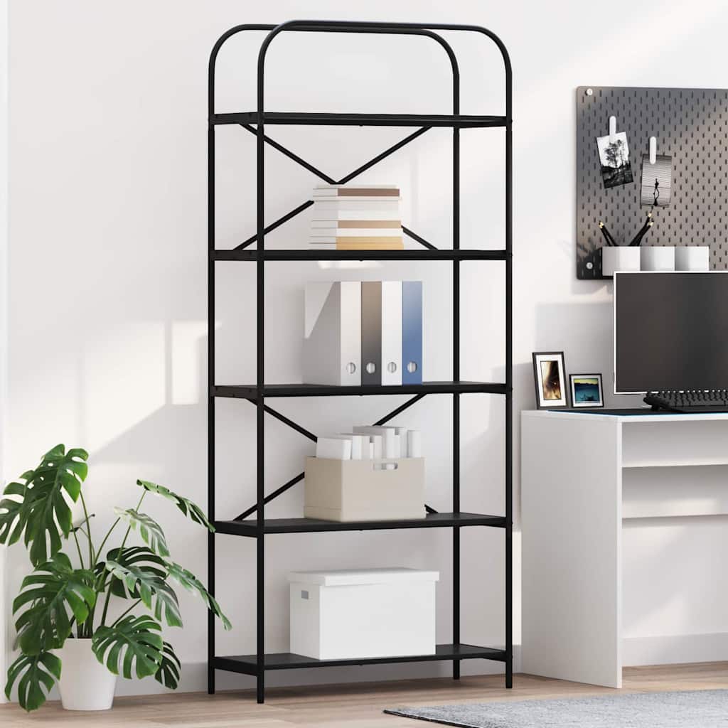 Bogreol 5 niveauer 80 x 30 x 183 cm Konstrueret træ Sort eg