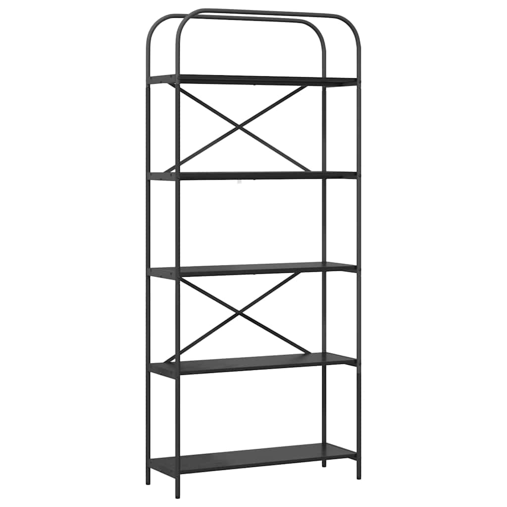 Bogreol 5 niveauer 80 x 30 x 183 cm Konstrueret træ Sort eg