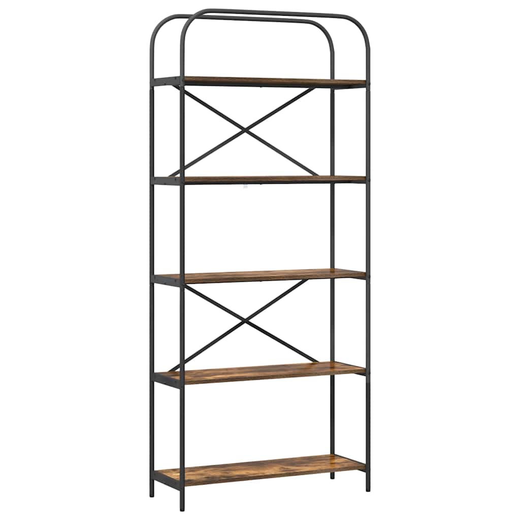 Bogreol 5 niveauer 80 x 30 x 183 cm Konstrueret træ Røget eg