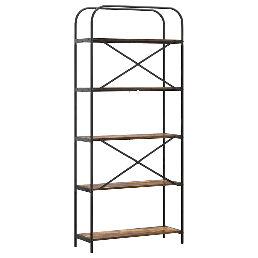 Bogreol 5 niveauer 80 x 30 x 183 cm Konstrueret træ Røget eg