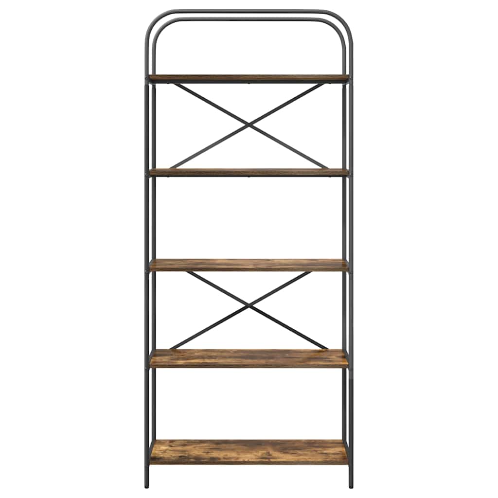 Bogreol 5 niveauer 80 x 30 x 183 cm Konstrueret træ Røget eg