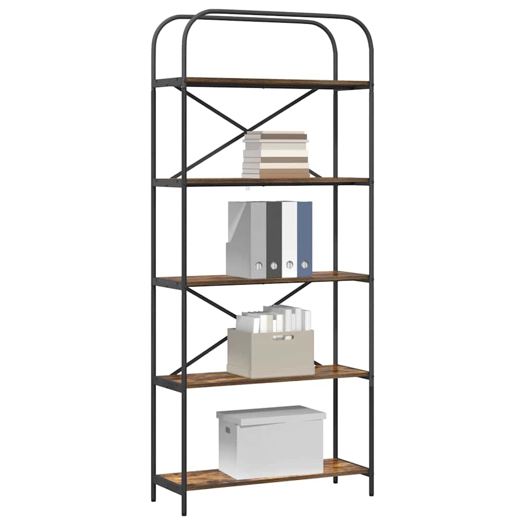 Bogreol 5 niveauer 80 x 30 x 183 cm Konstrueret træ Røget eg