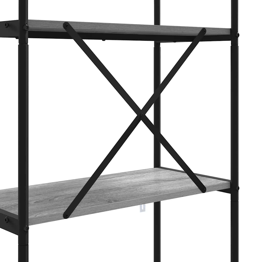 Bogreol 5 niveauer 80 x 30 x 183 cm Konstrueret træ Grå Sonoma