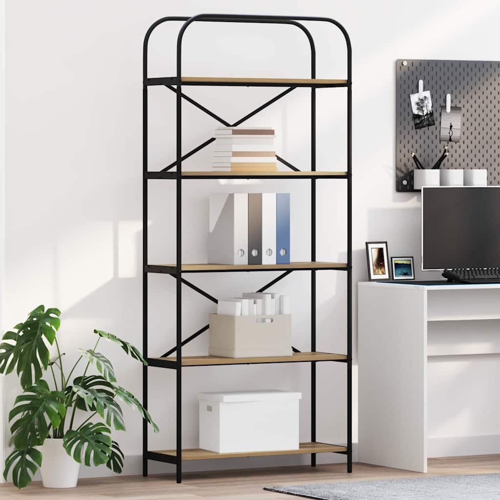 Bogreol 5 niveauer 80 x 30 x 183 cm Konstrueret træ