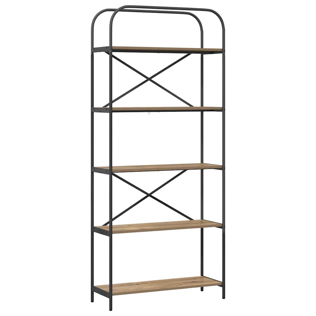 Bogreol 5 niveauer 80 x 30 x 183 cm Konstrueret træ