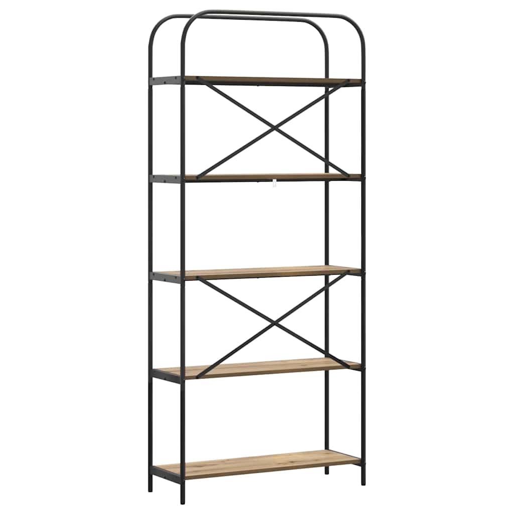 Bogreol 5 niveauer 80 x 30 x 183 cm Konstrueret træ