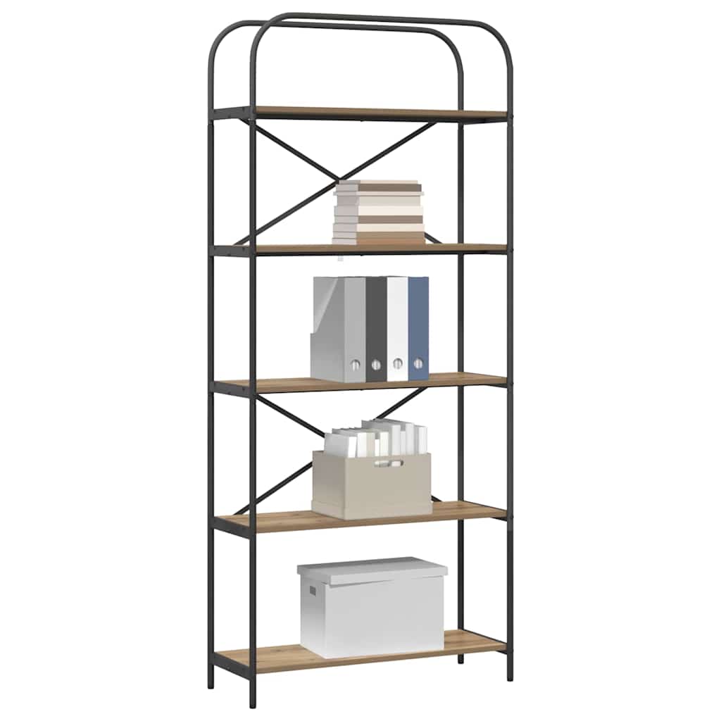 Bogreol 5 niveauer 80 x 30 x 183 cm Konstrueret træ