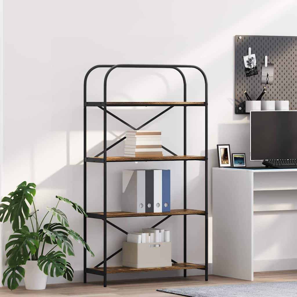 Bogreol 4 niveauer 80 x 30 x 146 cm Konstrueret træ Røget eg