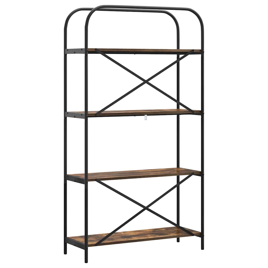 Bogreol 4 niveauer 80 x 30 x 146 cm Konstrueret træ Røget eg