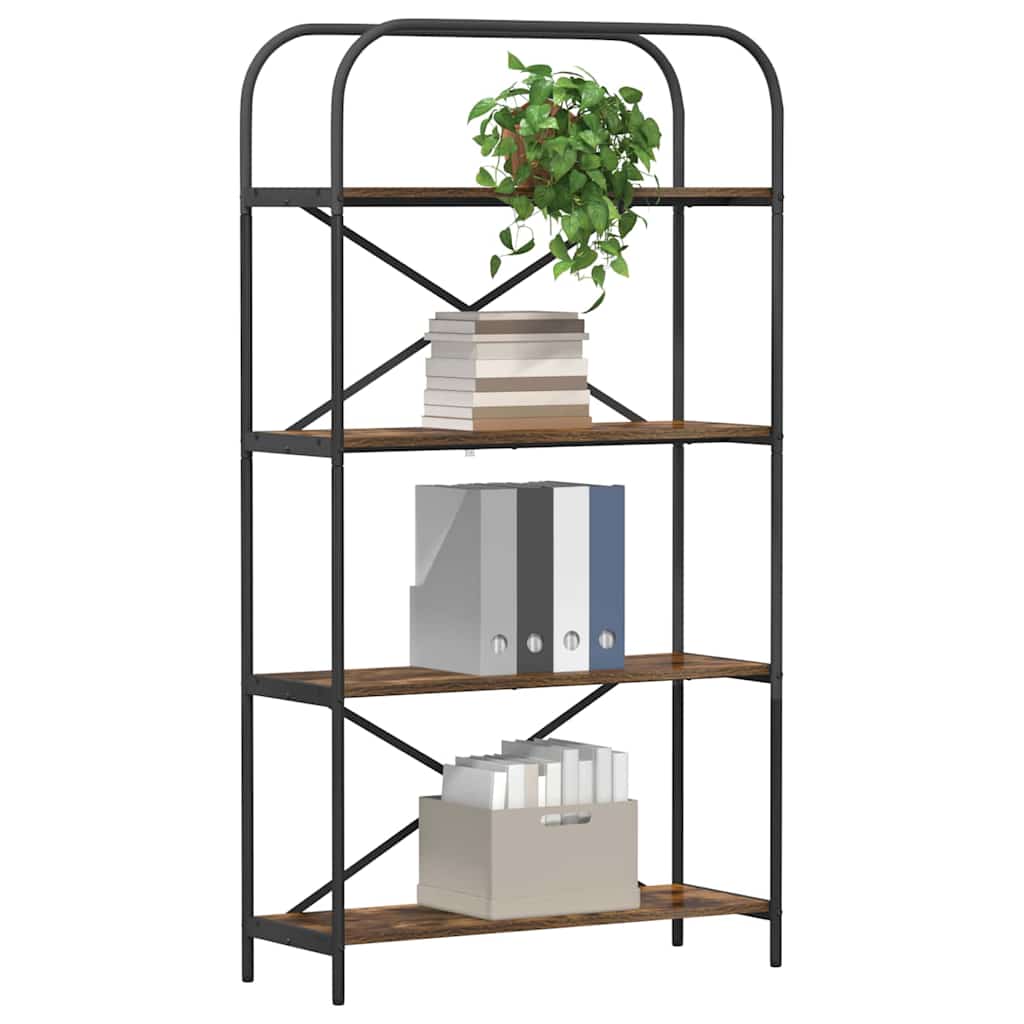 Bogreol 4 niveauer 80 x 30 x 146 cm Konstrueret træ Røget eg