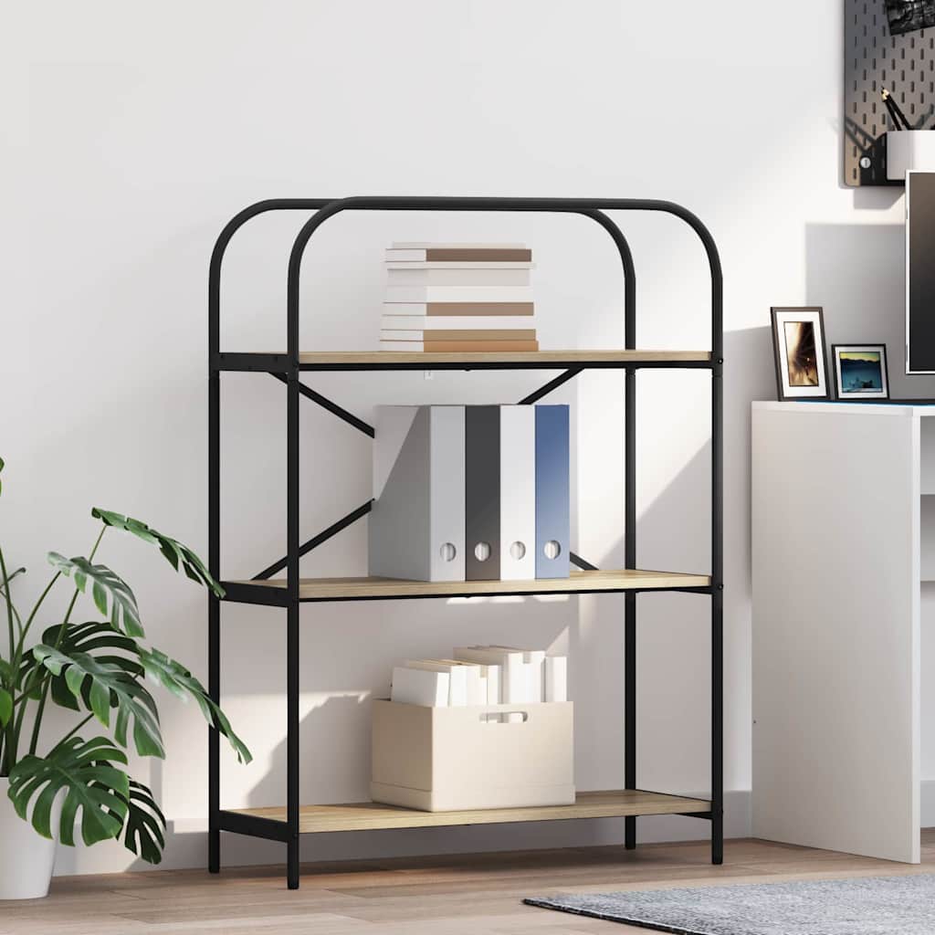 Bogreol 3 niveauer 80 x 30 x 109 cm Konstrueret træ Sonoma eg