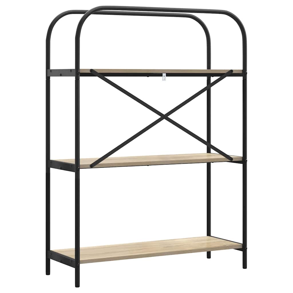 Bogreol 3 niveauer 80 x 30 x 109 cm Konstrueret træ Sonoma eg
