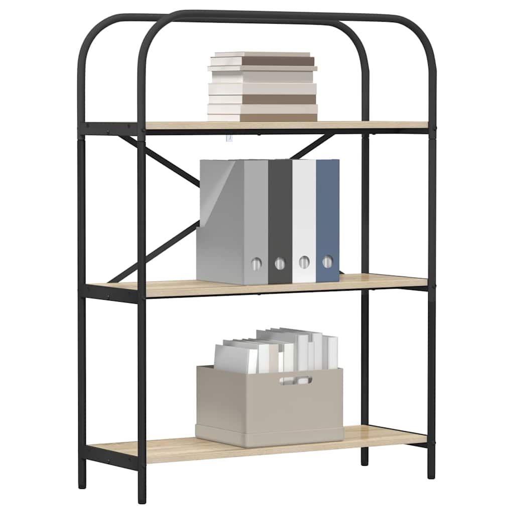 Bogreol 3 niveauer 80 x 30 x 109 cm Konstrueret træ Sonoma eg