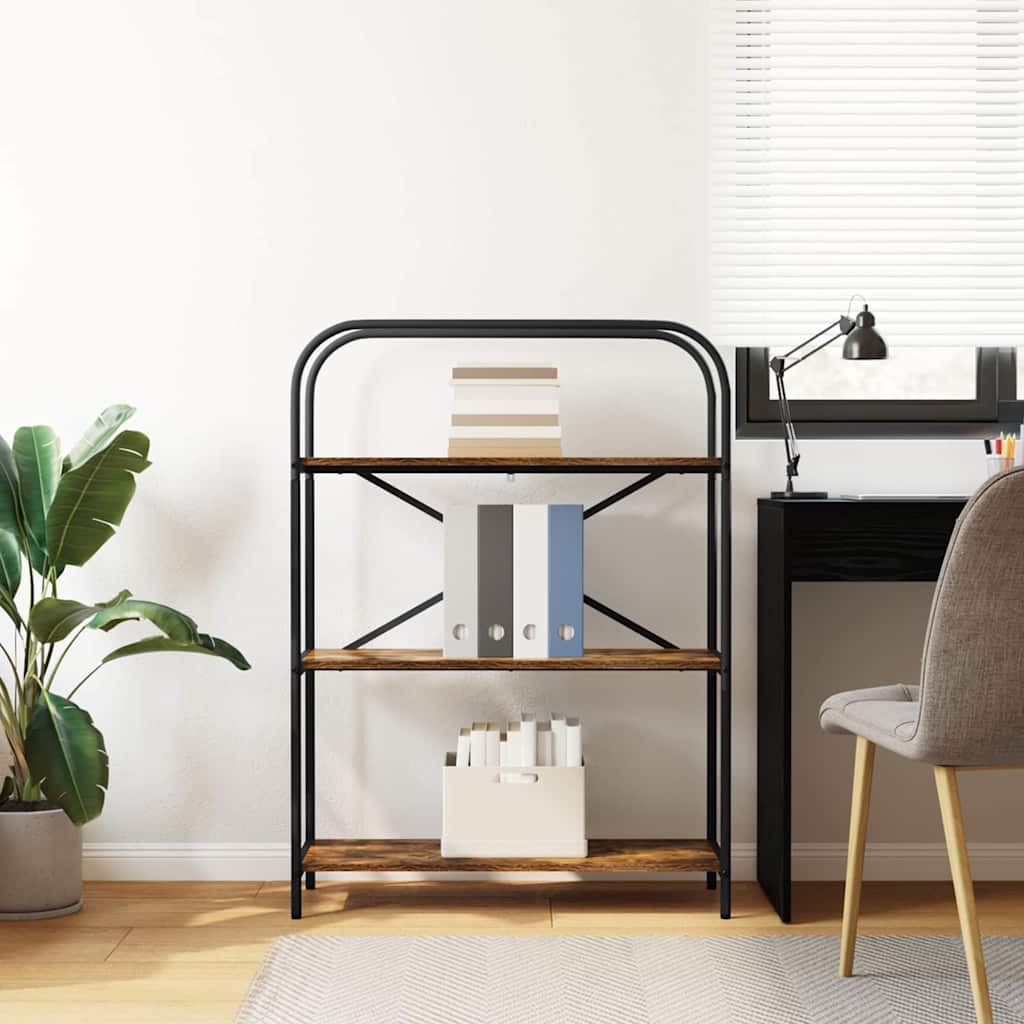 Bogreol 3 niveauer 80 x 30 x 109 cm Konstrueret træ Røget eg