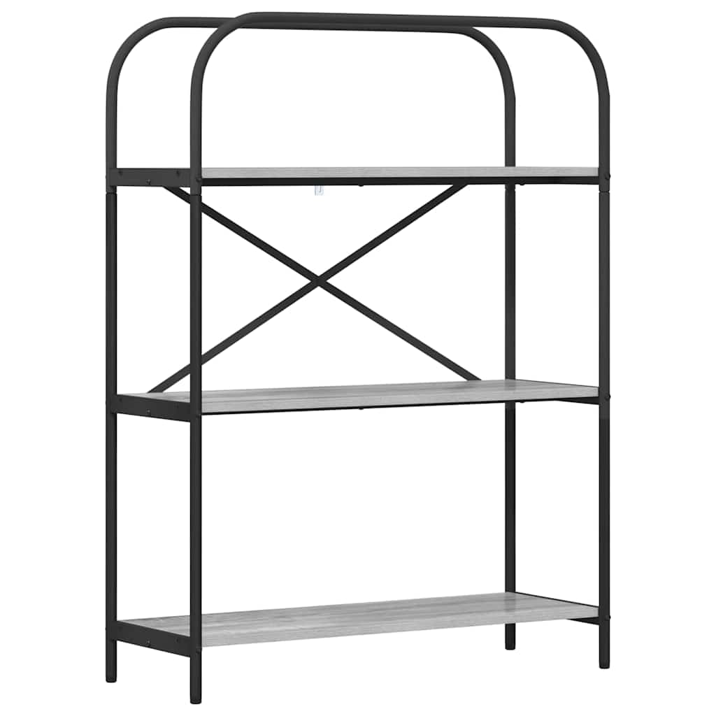Bogreol 3 niveauer 80 x 30 x 109 cm Konstrueret træ Grå Sonoma