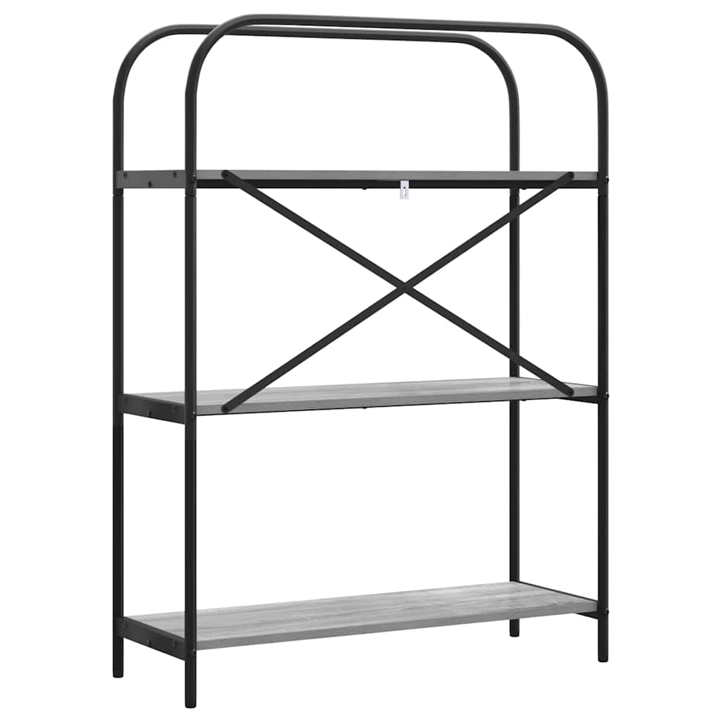 Bogreol 3 niveauer 80 x 30 x 109 cm Konstrueret træ Grå Sonoma