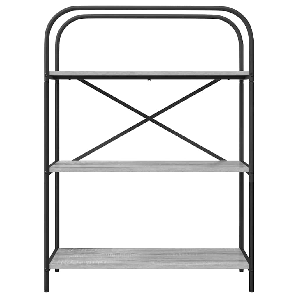 Bogreol 3 niveauer 80 x 30 x 109 cm Konstrueret træ Grå Sonoma