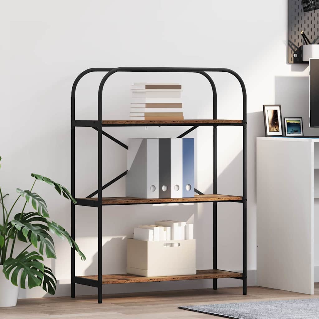 Bogreol 3 niveauer 80 x 30 x 109 cm Konstrueret træ Gammelt træ billede