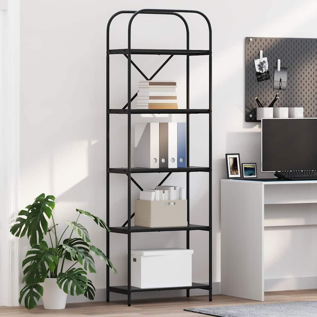 Bogreol 5 niveauer 60 x 30 x 183 cm Konstrueret træ Sort eg