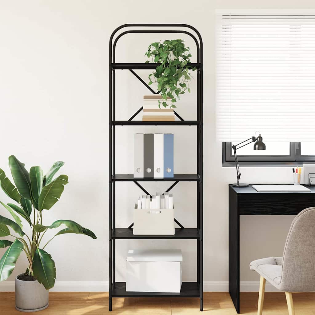 Bogreol 5 niveauer 60 x 30 x 183 cm Konstrueret træ Sort eg