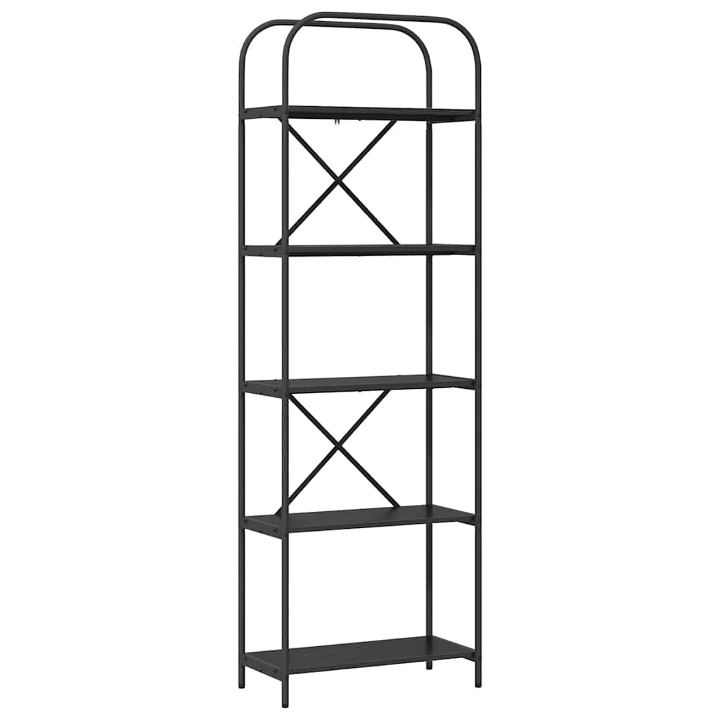 Bogreol 5 niveauer 60 x 30 x 183 cm Konstrueret træ Sort eg