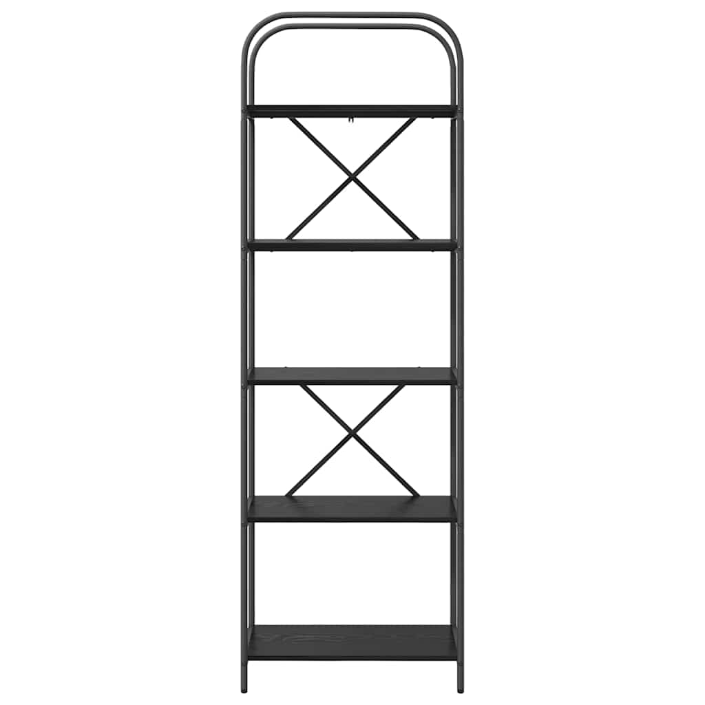 Bogreol 5 niveauer 60 x 30 x 183 cm Konstrueret træ Sort eg